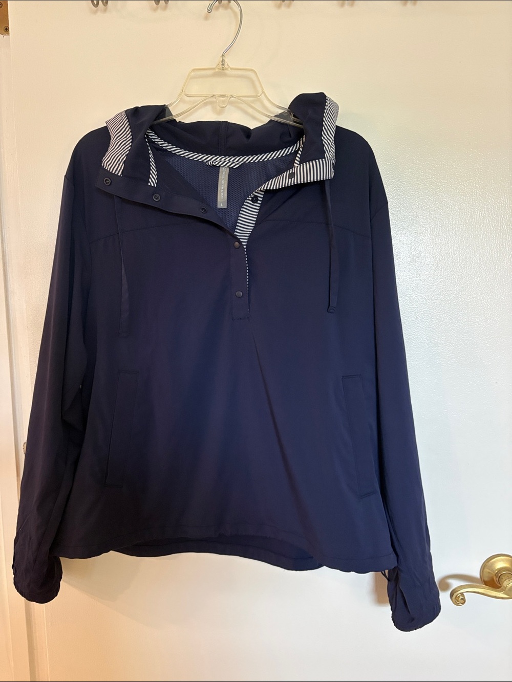 Southern Tide Navy Hooded Pullover with Striped Trim size L